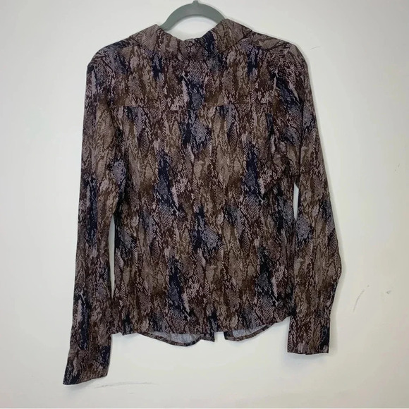 Y2K Babydoll Snake Print Gathered Front Buttoned Shirt Blouse Top Size Small - Picture 6 of 12